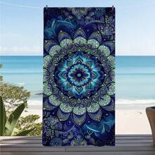 1 PC Geometric Patterns Ultra-Fine Fiber Magnetic Fixed Beach Towel, Fast Drying Super Absorbent Lightweight Travel Towel, Multi-Color Printed Swimming Towel, Camping Towel, Swimming Pool, Water Sports, Yoga, Gym, Backpack
