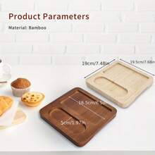 1pc Butter Dish Cheese Platter, Dessert Plate Bread Board (Platter Only), Natural Wood, Dark Brown Color
