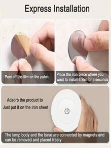 Luce notturna magnetica rotonda con porta di ricarica USB di tipo C, interruttore touch, lampada LED a 3 colori, ideale per camera da letto e corridoio - controllo touch facile, alimentata USB, luce notturna per camera da letto | Lampada elegante | Luce ricaricabile USB, Lampada USB