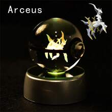 pokemon Bola de cristal de 3D Lámpara de base con Pikachu, Mew, Mewtwo y Pokeball de cristal Figura de bola de cristal Luz nocturna Regalo de cumpleaños