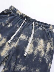 1 par de traje de baño de resort para hombre - Pantalones cortos con estampado teñido con plantas | Fotografía de la playa - lago azul - Ver 5