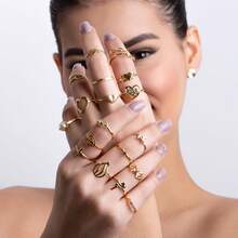 Semi Jewelry Kit 10 Pieces WITH DISPLAY + Waterproof Digital Watch Plated In 18k Gold And Silver Stainless Steel For Women - Vàng - Xem 4