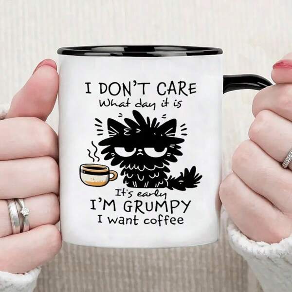 1pc Insulated Ceramic Coffee Mug - Reusable Multi-Purpose Mug For Men And Women - Can Be Hand Washed - Quirky Morning Message, Ideal For Home, Kitchen, Party Favors, Holiday, Birthday Gifts