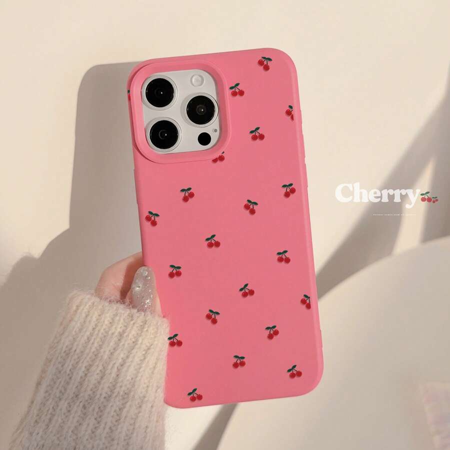 1 szt. Biały z czerwoną wiśnią etui na telefon kompatybilny z telefonami Apple - Wyrazisty róż - Zobacz 1