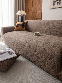 1pc 3D Sofa Cover, Multifunctional Full Wrap Sofa Protector, Solid Color Geometric Pattern Design, Holiday Decor Sofa Slipcover, High Elasticity All-Inclusive Sofa Cover, Suitable For All Seasons - Brown - View 4