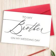 1pc Wedding Day Greeting Card For Brother - Elegant "To My Brother On My Wedding Day" Card In English With Envelope - Multicolor - View 3