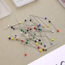 1 Caja de alfileres con cabeza de perla de colores (Aprox. 100 piezas), Agujas decorativas de perla para coser, Alfileres de ojal multicolor, Adecuados para sastrería, joyería DIY, manualidades y proyectos de costura