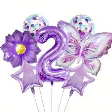 7pcs/Set Purple Butterfly 32-Inch Number Balloons For Birthday Party Decoration