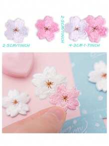 10 piezas de Parches bordados de flor de cerezo pequeños para planchar en aplicaciones de decoración en faldas, bolsas, reparación de agujeros, decoración para chaquetas, mochilas, camisetas