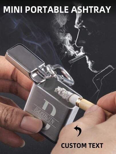 Personalized Text Customization, Pull-Out Ashtray, Portable Pocket, Mini Metal Ashtray, Outdoor Travel Keychain, Extinguishing Ashtray