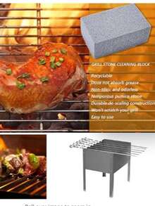 1 Set Stainless Steel Grill Grate With Scraper | Grill Rack, Oven Rack And Cooking Grill Cleaning Stone Cleaning Brush, Suitable For Powerful Grill Cleaning, Post-Grilling Cleaning, Fit For Camping Grill Plate Grate Grill Dirt Removal, Rust Iron Plate Cleaner Used For Cleaning Anti-Rust Grill, Smoker And Kitchen Deep Cleaning Tool - Essential Outdoor Cooking Accessory - Multicolor - View 4