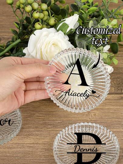1pc Customized Name Gear Shape Round Coaster With Saw Tooth Edge, Suitable For Tabletop Centerpiece Decor, Party, Wedding, And Home Decoration