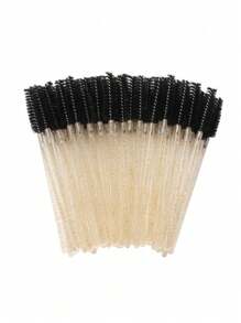 100pcs/50pcs/10pcs Disposable Mascara Wands, Nylon Bristle Eyelash Brush Spoolies, Unscented Eyebrow Extension Applicator With ABS Plastic Rod, Normal Skin Compatible - Pink And Black Wand Set