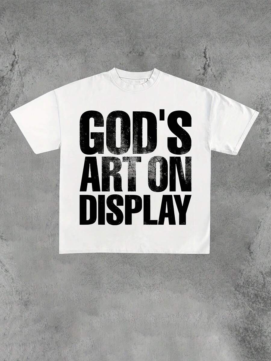 GOD'S ART ON DISPLAY Print , Personalized And  Men's Graphic Tees  -Men's T - Shirts. Summer Casual And Stylish Short - Sleeved T - Shirts Made Of 100% Cotton. The Most Popular Upper Garment For Men. - 白色 - 查看 1