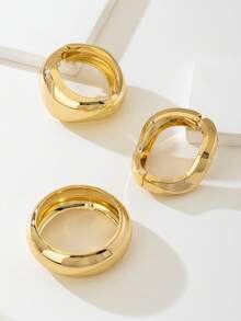 1Set Luxury Gold Snake Texture Smooth Bangle, Suitable For Work, Party, Banquet, Ball, Birthday, Street Style, Influencer, Holiday, Bar Wear - Gold - View 6
