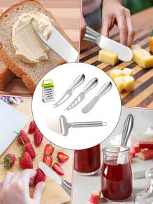 1 pièce/5 pièces Coupe-fromage, couteaux à fromage, set d'amoureux Copenhague, couteau à beurre, mini râpe à ail, fourchette et couteau à fromage, cuillère à fromage en acier inoxydable, outils de cuisine multifonctionnels pour les fromages, agrumes et légumes durs. Convient pour râper les fromages mi-durs et durs, les pommes de terre, les courges, les courgettes, les carottes, les citrons et les concombres, le gingembre, les agrumes, les gâteaux et autres légumes durs. Outils à pizza, pour les réunions d'amis, les cadeaux de mariage et de la fête des pères