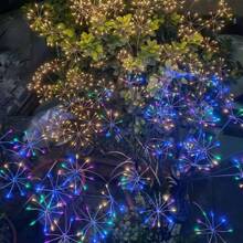 1PC Solar Powered Small Fireworks Ground Mounted Light, Suitable For Courtyard, Garden, Outdoor, Camping, Party Decoration