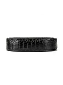 DK DKMG 1pc Burgundy Crocodile Embossed PU Leather Women Handbag, Shoulder Bag, Crescent Bag, Fashion Elegant Versatile For Party, Casual Date, Lightweight For Daily Use And Holiday Gift