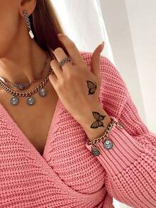 1pc Waterproof Temporary Butterfly Tattoo Sticker - Black - View 4