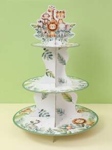 1 pièce Présentoir à gâteau de style jungle, support à cupcakes jungle, fournitures de décoration pour fête d'anniversaire sur le thème de la jungle, présentoir alimentaire, tour à cupcakes, présentoir à gâteaux et desserts, décoration de mariage, fournitures pour baby shower et fête de révélation du sexe, décoration de fête de vacances
