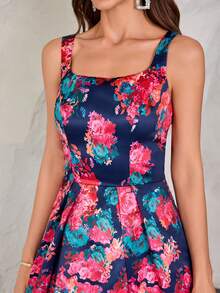 Floral Print Elegant Party Dress, Prom Dress - Multicolor - View 5