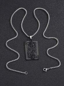 1pc Retro Skull Playing Card Pendant Necklace For Men - Black - View 2