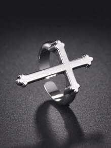 1pc Men's Vintage Cross Ring, Suitable For Daily Wear