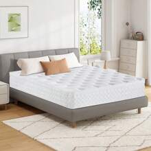 10/12 Inch White Gel Memory Foam Mattress, Independent Bagged Spring Edge Support, Medium Hardness, Boxed
