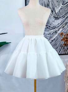 1 Stück weißer Kristallspitzen Petticoat Rock, weiches Tüll Unterrock für Lolita, Alltags Kleidung