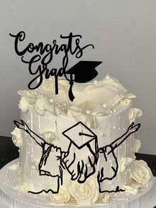 2Pcs Reusable & Stylish "Congrats Grad" Cake Topper - Celebrate Your Graduation In 2026! Congrats Grad" Acrylic Letters - Perfect For Graduation Cakes, Photos & More! Celebrate Your Achievements #Graduation2026 #GraduationParty #CongratsGrad #PartyDecor - Multicolor - View 6