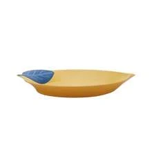 By Becky G. & Alejandra Bamboo Melamine Figural Lemon Serve Platter, Green Leaf - Blue - View 6