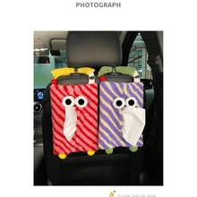 1pc-Cute Monster Pattern Car Tissue Holder/Car Seat Hanging Tissue Box/Creative Cartoon Car Interior Decoration/Bedroom Plush Tissue Box Cover For Women Storage Organizer Travel Essentials Back To School Dormitory Storage