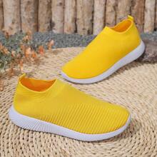 Zapatillas casuales transpirables de malla tipo slip-on para mujer, suela blanda, calzado unisex para correr y caminar al aire libre, aptas para primavera y verano