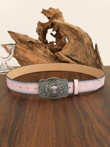 1PC Girl's Western Vintage Belt Western Cowgirl Horse And Cattle Decor Belt For Jeans Pants Back To School Winter Gift Ideas Boy Girl Valentine's Day - Baby Pink - View 9