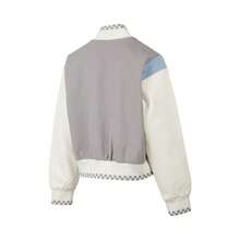 2026 Frühling Vans Damen Jacke, modischer minimalistischer Sport Lässig Buchstaben Farbblock Stehkragen Bomberjacke, bequeme Baseball Jacke VN000GUTAF1 - Grau - Übersicht 2