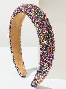 1个时尚水钻装饰海绵发箍，百搭闪亮发饰，适合日常佩戴、派对和各种活动，发箍，发圈，头饰，美妆家居发饰 - 彩色 - 查看 15