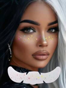 6 Bögen Glitzer-Sommersprossen Holografische Aufkleber, Gesichts-Glitzer-Tattoo, wasserfeste temporäre Tattoos mit glitzerndem Stern-Punkt-Muster für Partys, Musik-Festivals