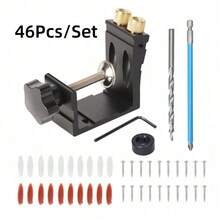 46PCS/Set Pocket Hole Jig Kit 15 Degree Woodworking Inclined Hole Jig Drive Adapter For Woodworking Angle Drilling Holes, Angle Carpentry Locator Jig - 46 Cái/Bộ - Xem 10