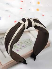 1 Stück Herbst/Winter Kaffeefarben Vintage gestricktes verknotetes breites Haarband, elegant und vielseitig für Arbeit und Lässig anlässe, Haarband, Haarreifen Haarschmuck Kopfschmuck - Verschiedenfarbig - Übersicht 6