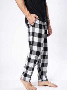 Set Of 2 Men's Winter Sleep Pants In Plaid Flannel - Màu be - Xem 8
