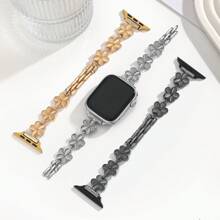 1 pieza Correa de metal con gema en forma de ojo de gato y adornos florales para de mujeres, ajustable para modelos de 38mm, 40mm, 41mm, 44mm, 45mm, 46mm y 49mm, compatible con Ultra Series 10 9 8 7 7 SE 6 5 4 3 5 4 4 3 2 1