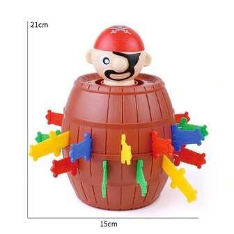 Pirate Bucket Toy Interactive Small Tabletop Game, Gag Joke Sword Wooden Bucket Game, Party & Gift