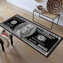 1pc Interesting Portrait & Dollar Bill Pattern Rug, Modern Creative Cartoon INS Style American Elements Rectangle Soft Area Carpet, Applicable For Outdoor, Entrance, Living Room, Bedroom, Laundry Room, Bathroom, Game Room, Washable All Season Bedside Mat, Home Decor