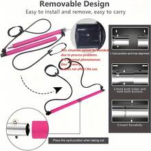 1PC Multifunctional Pilates Rod Combination Fitness Stick Yoga Chest Expansion Tension Rope Rear Training Board Elastic Rope Stretch Belt, Gym - Pink - View 5