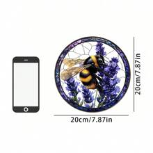 1 Piece, 2D Flat, Bee And Lavender Acrylic Light Catcher, Colored Glass Hanging Pendant, Suitable For Window, Office, Garden, Bedroom Decoration, Handicraft Hanging Decoration As A Gift For Family And Friends' New Homes