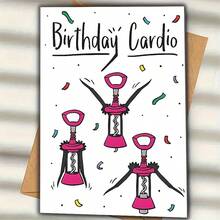 1 张有趣的葡萄酒爱好者生日贺卡，多语言（英语、德语、法语、意大利语、葡萄牙语），情人节、狂欢节、周年纪念日、友谊日 - 幽默健身主题卡 - 彩色 - 查看 11