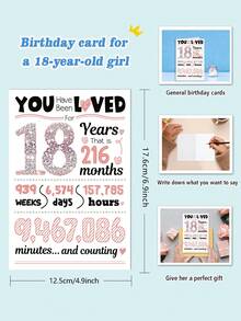 1 pièce Carte d'anniversaire des 18 ans, Carte d'anniversaire drôle des 18 ans pour les filles, fille adulte petite-fille soeur nièce amie cadeau pour les filles de 18 ans, Carte de voeux d'anniversaire 18 ans or rose - Multicolore - Voir 3