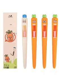 多表情胡萝卜形凝胶笔，创意新颖的返校文具，塑料材质黑色墨水，有趣的复活节礼物和派对赠品，卡通返校笔，学生和办公室使用的最佳选择，减压圆珠笔，趣味减压笔，生日礼物，圣诞礼物 - 独特的礼物