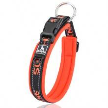 氯丁橡胶加垫狗项圈，适用于大型犬，反光宽宠物项圈，配有耐用金属带扣，可调节重型尼龙狗项圈 - 彩色 - 查看 30