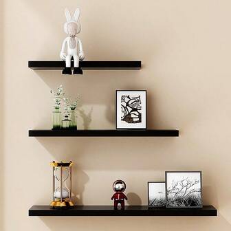 1pc Thickened Invisible Floating Wall Shelf, Bedroom Wall Mounted One-Piece Wooden Board Bookshelf, Wall Decor Storage Rack